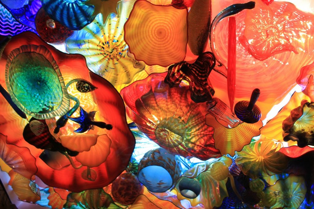 Chihuly Garden and Glass Exhibit sculptures on display